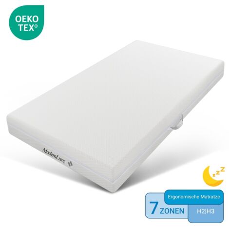 Matelas en mousse froide ergonomique à 7 zones-H3/H2-20cm-poignées-housse lavable-rembourrage fibre climatique-90x200x20(cm) (1/5)