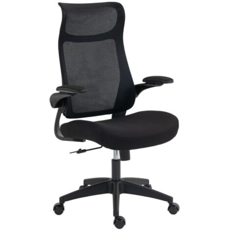 Chaise de bureau ergonomique-accoudoirs 3D-dossier filet-S-appui-tête-bascule-noir-65x64x108-118(cm) (1/5)