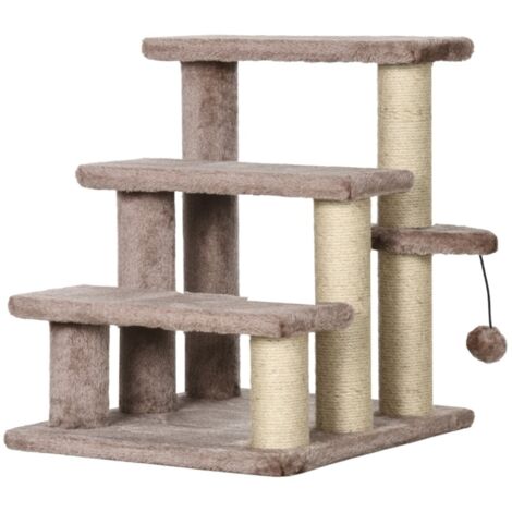 Arbre à chat avec escalier 45x40x48cm - 3 marches & balle de jeu - Pour chats jusqu'à 5kg - Marron (1/5)