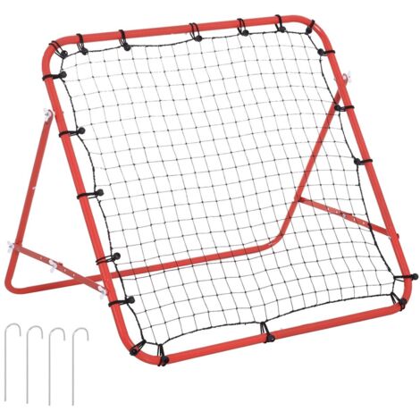 But de foot rebond réglable 96x80x96cm, filet cage d'entraînement, idéal matches, rouge/noir (1/5)