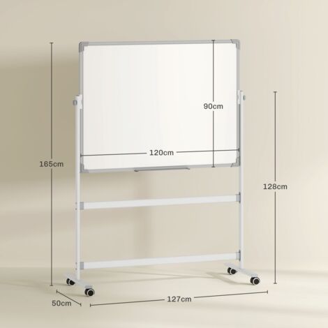 Tableau Blanc Magnétique Mobile XIWODE 90x60 Cm - Surface Effaçable à Sec Double Face, Support Triangulaire Renforcé