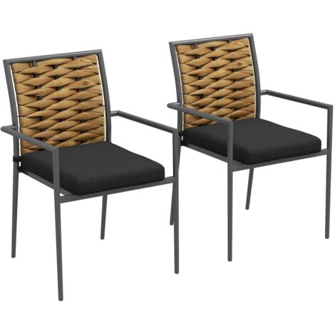Lot de 2 Chaises Jardin Extérieur Noires 57x58x87 cm - Design Moderne et Résistance aux Intempéries - Pour Terrasse et Espace Extérieur (1/5)