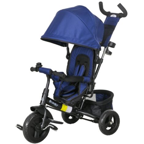 Tricycles et Voitures à pédales-Tricycle 6-en-1 Évolutif-Toit-Coffre-Siège Sécurité-Panier-1-5 Ans-Bleu-102x49x102(cm) (1/5)