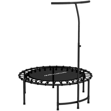 Trampoline-Fitness-Poignée-Réglable-5-Niveaux-Rebounder-Trampoline-Noir-102x102x116-132(cm) (1/5)