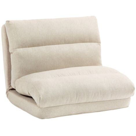 Canapé convertible-lit-6 positions réglables-dossier inclinable-coussin épais-sol et intérieur-lin beige-70x72x56cm (1/5)