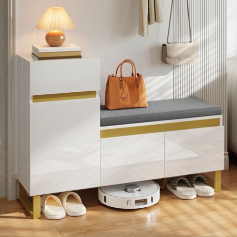 Meuble à chaussures-grande capacité-armoire rangement multi-étages-modern minimaliste-organiseur tiroirs-portes-120x35x85cm (1/5)