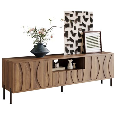 Meuble TV bas 3 portes-structure robuste-stylet contemporain-Meuble salon-160x35x46cm (1/5)