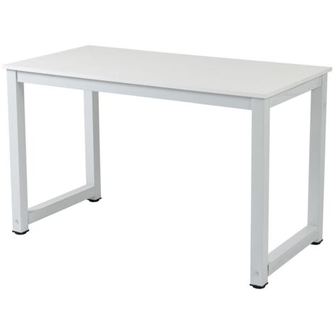 Bureau PC blanc 120x60x74 cm, design sobre et fonctionnel. Idéal pour espace de travail ou gaming (1/5)