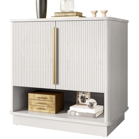 Meuble à chaussures moderne 2 portes blanc et doré-structure imitation bois-gain de place-étagère rangement entrée-60x40x61cm (1/5)
