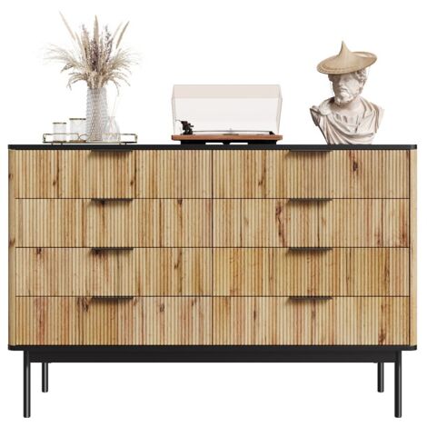 Armoire élégante avec portes battantes et commode intégrée-pour salon et entrée-modèle buffet moderne-120x39,5x80cm (1/5)