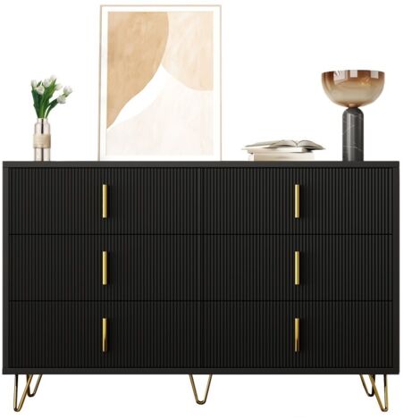 Buffet et enfilade-Moderne et élégant-Avec grand rangement-Poignées dorées-120x40x77cm (1/5)