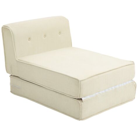 Canapé convertible 2-en-1 pliable-lit-corde rembourré-240kg-blanc crème-chambre/salon-73x100x60cm (1/5)