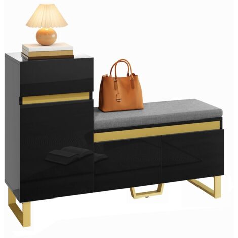 Meuble à chaussures grande capacité avec portes et tiroirs - rangement entrée moderne et minimaliste - 120x35x85cm (1/5)