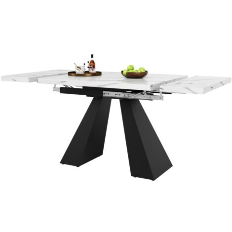 Table extensible-Plateau blanc-Télescopique 99-159 cm-Design flexible-Pour bureau et salon-159x74x77cm (1/5)