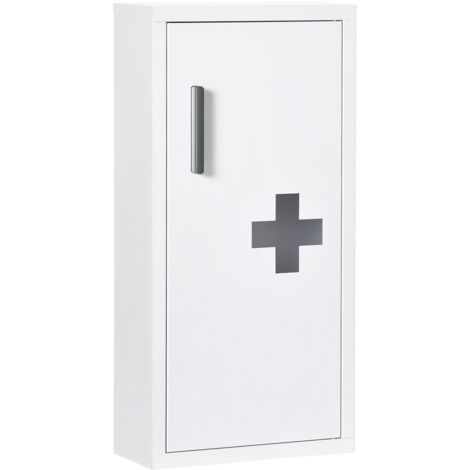 Armoire murale de salle de bain-premiers soins 3 compartiments-fermeture magnétique-blanc-30x12x60cm (1/5)