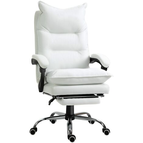 Chaise gaming pivotante-réglable-inclinaison dossier-repose-pieds-blanc-66x72x122-130cm (1/5)
