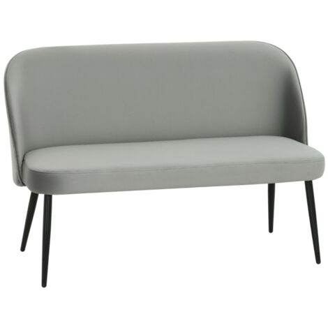 Canapé droit 2 places-modèle scandinave-velours gris-ferrure métal-bois massif-127x63x84,5cm (1/5)