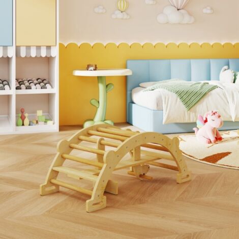 Arche D'Escalade 2 En 1 En Bois Avec Coussin - Arche Montessori Pour Bébé 1-6 Ans Avec Accoudoirs Et Tapis Antidérapant