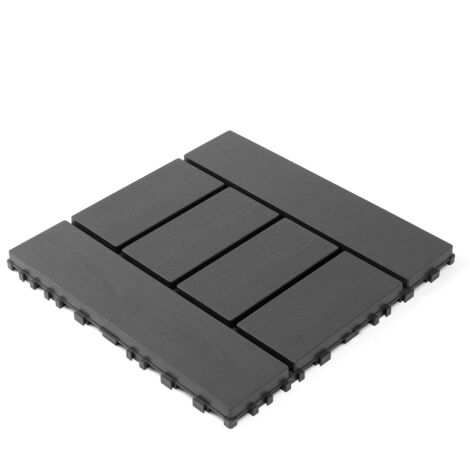 Carrelage extérieur gris foncé 44 pièces - Dalles terrasse 30,5x30,5 cm style H modulables, installation facile pour jardin, piscine, balcon