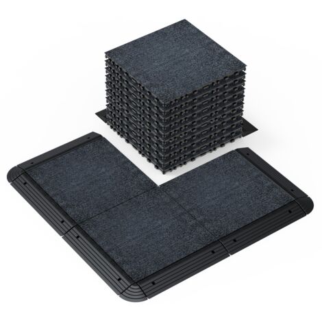 Dalles terrasse moquette 30x30x2cm - Kit 36 pièces emboîtables pour sol extérieur, piscine, balcon, porche - Installation facile rapide - Gris