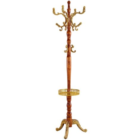Porte manteau européen élégant en bois massif style raifort-multifonction, stable, facile à assembler avec pieds antidérapants-50x50x195cm (1/5)