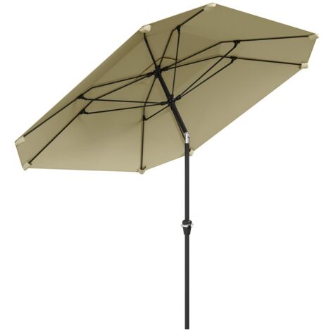 Parasol balcon-toiture inclinable-manivelle-vent stable-marché-plage-terrasse-jardin-beige-233x233x240cm (1/5)