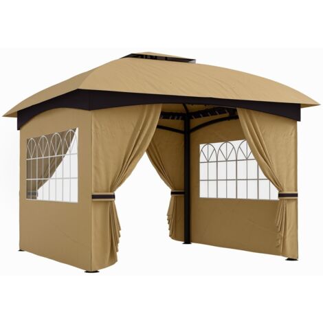 Barnum et tente de réception-Garden-Toit double-4 faces-Métal galvanisé-Résistant eau et UV-Beige-335x335x285cm (1/5)