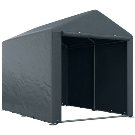 Abri de jardin 716x218x172 cm déperlant UV pour vélos et outils, avec porte zippée - Solide rangement extérieur - Gris foncé (1/5)