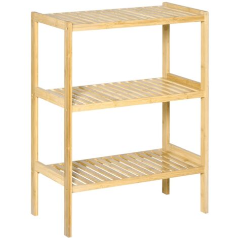 Meuble de rangement de salle de bain-Étagère 3 niveaux en bambou-Solide pour cuisine et salon-62x33x80cm (1/5)