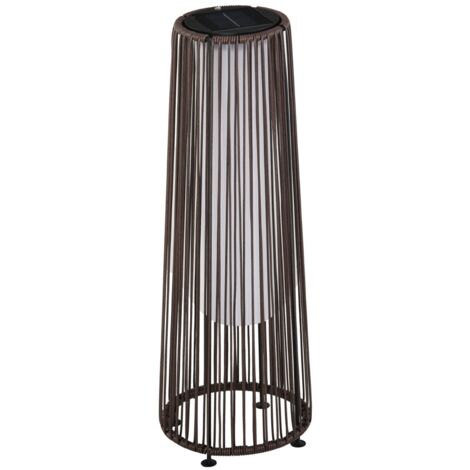 Lampadaire solaire extérieur rotin marron - LED automatique - Éclairage jardin - IP44 - 61x21,5x21,5 cm (1/5)