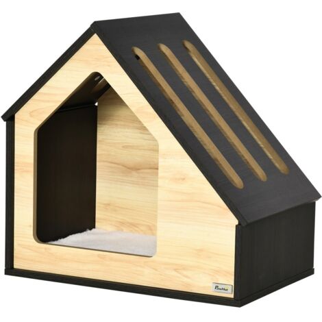 Couchage pour chien en bois-chat confortable-couss inclus-pour petits chiens-8kg max-60x40x59,2cm (1/5)