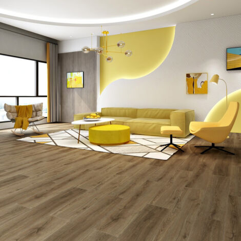 Parquet PVC clipsable SPC 0.5mm sup., design massif, compatible chauffage au sol, surface 2.554m² - 112x22,8x0,5cm - Gris Clair