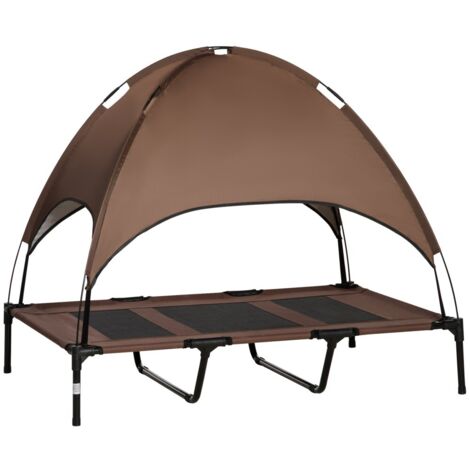 Tapis, coussin et matelas pour chien-Lit surélevé extérieur-Taffetas respirant-Couleur café-122x92x108cm (1/5)