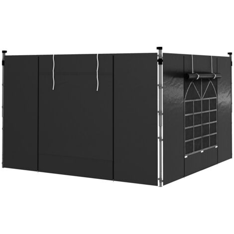 Accessoires pour kiosque, barnum, tonnelle et arche-Murs-latéraux-imperméable-anti-UV-fenêtre-auto-agrippante-intimité-vent-295x295x195cm (1/5)