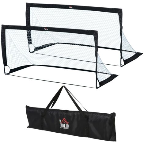 Cage et but de foot 2 pièces-portable-en acier-Tetrolon noir-jardin-terrain de jeu-186x90x89cm (1/5)
