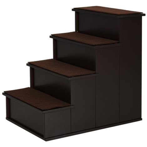 Escaliers pour chien-Chat-Accès avec tapis-MDF Brun foncé-Dimensions 40x59x54,2cm