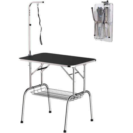 Accessoires de toilettage pour chien-Table pliable réglable-Pieds acier noir fini-Robuste facile nettoyer 90x60x95-175cm (1/5)