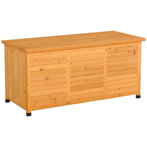 Armoire de jardin en bois de sapin résistant à l'eau - Grand espace de rangement 127x56x60 cm Jaune (1/5)