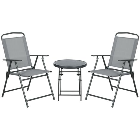 Ensemble bistro pliant 3pcs table et chaises acier gris clair 53,5x64x93 cm - Mobilier de jardin balcon (1/5)
