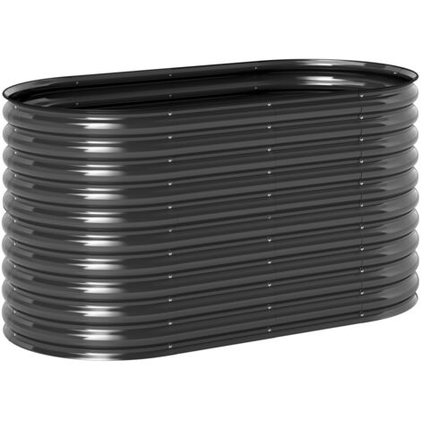Carré potager surélevé en acier 160x80x80 cm, bac à plantes empilable - Jardinière pour balcon, terrasse, jardin - Châssis froid inclus - Gris foncé (1/5)