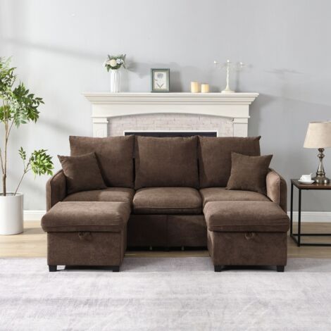 Canapé droit-modulable-lit-multifonction-tiroirs-pouf-rangement-chenille-188x82x86cm (1/5)