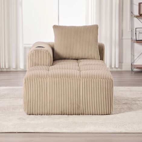 Canapé droit-Velours côtelé confortable-Poche latérale-Porte-boisson intégré-Sans montage-158x93x61cm (1/5)