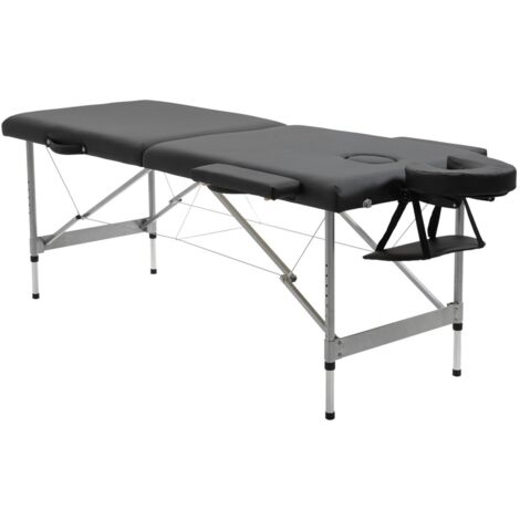 Table de massage pliable professionnelle noire, 7 zones, réglable hauteur 186x71x62-83cm, charge 130kg pour spa