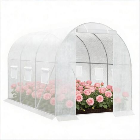 Serre de jardin moderne extérieure pour culture de plantes, serre de jardin design 200x300x190 cm, idéale pour potager et terrasse - Blanc (1/5)