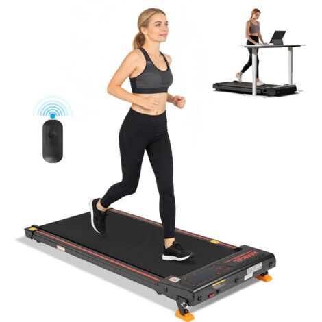 Tapis de course 2 en 1 électrique, vitesse 1-6 km/h, inclinaison 4 niveaux, télécommande & écran LED, max 110 kg 109,5x48,6x10,6cm - Noir (1/5)