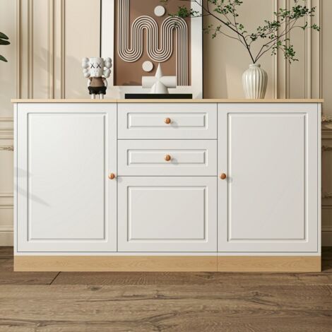 Buffet et enfilade-3 portes-2 doubles tiroirs-rangement polyvalent salon salle manger-135,5x39x76cm (1/5)