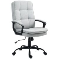 Chaise de Bureau Ergonomique Accoudoirs Réglables Fonction Bascule Mousse Memory Foam Revetement Lin Gris pour Bureau