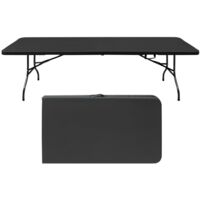 Table de camping pliable robuste-portable poignée-multifonctions intérieur/extérieur-charge 135 kg-Noir-244x76x73.6(cm)