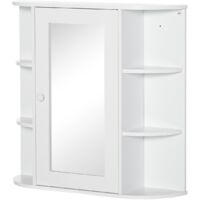 Armoire de salle de bain blanche 66x17x63 cm avec miroir et 8 casiers - Meuble de rangement multifonction mural pour toilette