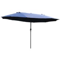 Parasol droit manivelle-double bâches-bicolore-Jardin-terrasse-marché-Oval 455x265x238cm
